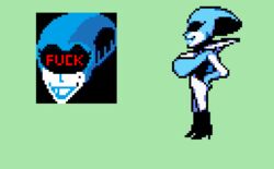 accurate_art_style blue_lipstick deltarune deltarune_chapter_2 female huge_breasts pixel_art queen_(deltarune) red_text sprite_edit text text_on_face white_skin