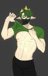 1boy abs awesamdude awesome_nsfw bara face_mask male_only mask masked mcyt muscles muscular muscular_male nipple_piercing shirt_lift solo_male