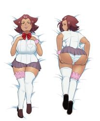 1girls ass ass_support bed big_ass big_breasts big_butt bleach breasts curvy_figure eye_contact female grabbing_own_ass haineko humanoid large_breasts looking_at_viewer on_bed panties school_uniform scrabble007 short_hair thick_ass thick_thighs thighhighs thighs