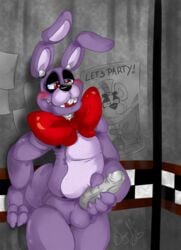 ! absurd_res animatronic balls bear better_version_at_source big_penis black_nose blush blushing bonnie_(fnaf) bow_tie bowtie cotton_tail english_text erect_penis erection fapping five_nights_at_freddy's freddy_(fnaf) frots genitals grabbing_penis hat headgear headwear hi_res holding_microphone holding_penis jerking jerkingoff long_ears looking_at_penis machine male_only penis poster purple_eyes rabbit rabbit_ears robot smile smiling teeth testicles text top_hat