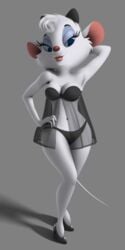 1:2 2018 3d 3d_(artwork) accessory animated anthro babydoll bedroom_eyes biped black_bottomwear black_clothing black_topwear bottomwear bra breasts camera_flash cheek_tuft cinemagraph cleavage clothed clothing curvy_figure digital_media_(artwork) disney eyelashes eyeshadow facial_tuft female footwear front_view full-length_portrait fur furry gif grey_background hair hair_accessory hair_ribbon hairbow half-closed_eyes hand_behind_head hand_on_hip high_heels hourglass_figure humanoid_hands light lighting lingerie lipstick long_tail looking_down loop makeup mammal medium_breasts midriff miss_kitty_mouse miss_kitty_mouse_(artist) mouse murid murine narrowed_eyes navel nightgown panties photo_shoot pinup portrait pose raised_arm red_lipstick red_nose ribbons rodent seductive shadow shoes short_hair short_playtime simple_background skimpy small_waist smile solo standing tailwag the_great_mouse_detective thin_tail topwear translucent translucent_clothing tuft underwear white_body white_fur white_hair white_tail wide_hips