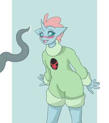 absurd_res anthro arthropod blush blush_lines bodily_fluids changeling clothing cum female friendship_is_magic fur_coat genital_fluids hasbro hi_res my_little_pony ocellus_(mlp) pajamas reformed_changeling sneetymist solo tentacle tentacle_cum