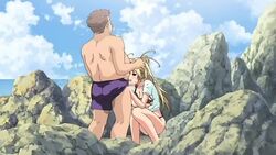 1boy 1girls animated anime beach censored cum_in_mouth cum_inside inside_mouth internal internal_fellatio internal_oral oral outdoors penis_on_tongue sex sound stringendo_&_accelerando_&_stretta tagme vaginal_penetration video