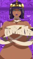 1girls 9:16 animated ankha_ride_(minus8) belly_dancer capcom dark-skinned_female egyptian female female_only headdress huge_breasts lipstick looking_at_viewer menat mummy_costume music purple_eyeshadow purple_hair purple_lipstick r3dfive shorter_than_30_seconds smiling_at_viewer sound street_fighter street_fighter_v tagme teal_eyes thick_thighs vertical_video video