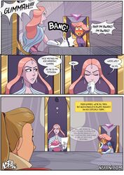 adora bright_moon clothed clothing comic comic_page dialogue female female_only fully_clothed glimmer_(she-ra) human humanoid nsfani queen_angella scared she-ra_and_the_princesses_of_power table text