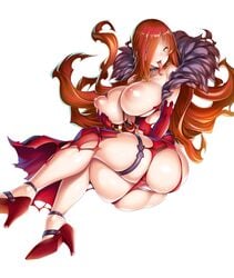 areolae ass astaroth_(taimanin_asagi) bare_shoulders breast_grab breasts cleavage curvy demon_girl dress female fingering fire huge_ass huge_breasts lilith-soft long_hair looking_at_viewer magic milf moaning naughty_face nipples no_bra official_art panties partially_visible_vulva piercing potion_(moudamepo) puffy_nipples red_hair shiny shiny_skin sideboob simple_background smile solo taimanin_(series) taimanin_asagi taimanin_asagi_battle_arena thick_thighs thighs thong tongue tongue_out white_background yellow_eyes