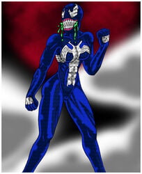 blue_skin breasts color female female_only marvel marvel_comics nude pussy rule_63 sharp_teeth she-venom smooth_skin solo spider-man_(series) standing venom vulva