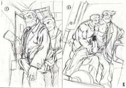 dick_gumshoe gyakuten_saiban mack_rell male monochrome multiple_views penis tagme yaoi