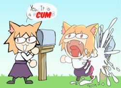 1girls 2021 animal_ears bodily_fluids cat_ears catgirl comedy cum cum_explosion cum_on_clothing dialogue english_text excessive_cum fate_(series) female female_only fully_clothed funny genital_fluids grass humanoid humor light lighting mailbox mammal mammal_humanoid melty_blood meme monster_girl multiple_scenes neco-arc outdoors plant ponehanon shitpost sky solo speech_bubble standing text toony tsukihime type-moon