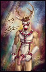 bondage buck_(disambiguation) cervid christmas gay harness hi_res holidays invalid_tag male male_only mammal solo