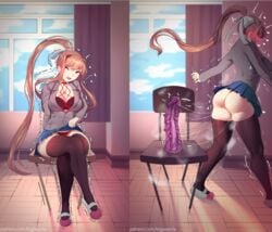 1girls absurd_res ambiguous_penetration ass big_ass big_breasts big_butt big_dildo bigpeachs black_legwear black_thighhighs blue_skirt blush bra breasts brown_hair chair clothing crossed_legs dildo dildo_chair dildo_in_pussy dildo_reveal dildo_sitting doki_doki_literature_club eye_contact female genital_fluids green_eyes hair hair_ribbon high_resolution large_dildo legs_together long_hair looking_at_viewer matching_underwear microskirt miniskirt monika_(doki_doki_literature_club) one_eye_closed open_mouth panties penetration puririn_(puririiin) red_bra red_panties school_uniform sex_toy sitting skirt skirt_lift slq solo spiked_penis standing thick_thighs thighhighs thighs thong trembling underwear very_high_resolution very_long_hair wide_hips