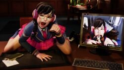 1girls 3d academy_d.va black_hair blizzard_entertainment blowjob_gesture cheek_bulge cum cum_in_mouth d.va dark-skinned_male dark_skin deep_penetration deepthroat deepthroat_invitation disheveled eyes_rolling_back female female_focus female_only glasses handjob_gesture headphones interracial inviting inviting_to_sex juxtaposition large_penis light-skinned_female light_skin on_desk on_knees open_mouth oral oral_insinuation oral_invitation oral_penetration oral_sex overwatch pale-skinned_female pale_skin penis penis_out propositioning rolling_eyes school_uniform schoolgirl slayed.coom solo_female