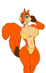 akatsukishiranui-fox alluring andie_(the_nut_job) anthro big_breasts bikini edit legs pin_up posing red_squirrel swimsuit the_nut_job voluptuous