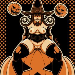 blair_(soul_eater) cat_girl feline halloween halloween2021 jack_o'_lantern pumpkin raunchyravenremix soul_eater