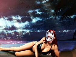 alluring beach bikini kitsune_mask kunimitsu kunoichi milf namco red_hair tekken tekken_1 tekken_2 tekken_tag_tournament tekken_tag_tournament_2 voluptuous xkalipso