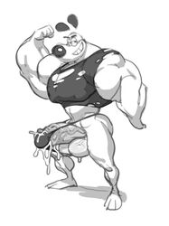 analon_(artist) anthro cum cum_in_underwear dudley dudley_puppy furry huge_penis male male_only monochrome muscular nickelodeon penis solo t.u.f.f._puppy toomanyboners