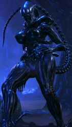 2021 3d 3d_(artwork) 9:16 alien alien_(franchise) alien_girl anthro athletic_female big_breasts black_body breasts cave claws clitoris digital_media_(artwork) egg exoskeleton eyeless fan_edit female female_xenomorph genitals glowing glowing_genitalia hand_on_hip hi_res humanoid igoddessi inverted_nipples looking_at_viewer looking_down monster_girl_(genre) nails nipples non-mammal_breasts nude open_mouth pussy sharp_claws sharp_teeth solo teeth thekidxeno thick_thighs xenomorph