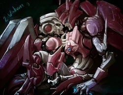 2girls abs alien_girl arcee arcee_(g1) athletic_female blue_eyes cybertronian elita_1 elita_one eye_contact female female_focus female_only fingering multiple_girls red_eyes robot_girl small_breasts transformers yuri