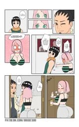 big_ass big_boobs big_breasts big_butt biggies00 blush boruto:_naruto_next_generations bra bubble_ass bubble_butt busted cheating cheating_husband cheating_wife comic dialogue green_eyes huge_boobs huge_breasts jiggling_ass nara_shikamaru naruto naruto_(series) netorare nose_blush ntr pink_hair rock_lee sakura_haruno sigh story text wink