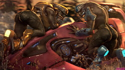 2girls 3d alien armor ass atsuko_(artist) big_ass female female_sangheili halo_(series) sangheili tagme