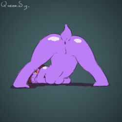 1:1 1girls anthro anus artist_name ass breast_squish breasts brown_hair deltarune dinosaur face_squish female female_only genitals glistening glistening_butt glistening_shoulders jack-o'_pose kcrtp lizard looking_at_viewer messy_hair no_navel nostrils pose purple_body purple_scales pussy queen_susie reptile scales scalie short_tail simple_background smile smiling_at_viewer snout solo spread_legs spreading squish stubby_tail susie_(deltarune) thick_thighs toony video_games vignette yellow_eyes