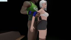 1girl 3d ashe_(overwatch) blizzard_entertainment comic dark-skinned_male dark_skin female hedonistbot69 interracial irhedonismbot lúcio lucio_(overwatch) overwatch overwatch_2 unfinishedneme1 white_hair