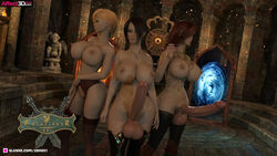 1girls 2futas 3d 3dx851 balls breasts erect_penis erection functionally_nude futanari huge_balls huge_cock large_balls large_breasts large_testicles long_penis navel nipples shiny_skin testicles uncensored