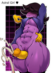 alternate_version_available astral_girl big_penis cum cumshot deltarune ejaculation_between_thighs faceless_male kris_(deltarune) susie_(deltarune) tagme thigh_sex