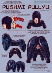 1boy bitchsuit black_latex bondage bound bulge chastity chastity_belt chastity_cage chastity_device cock_cage design_sheet dripping drooling english_text forced_oral gag gagged gimp gimp_hood gimp_suit helpless hood hooded humiliation latex latex_bodysuit latex_clothing latex_suit leaking_precum male male_chastity piddlefours pussy_gag solo_male text yazva