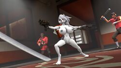 16:9 3d anthro bolter breasts canid canid_demon canine chaos_bolter demon female gun hellhound helluva_boss hi_res human ithica ithica_37 loona_(helluva_boss) male mammal nude ranged_weapon red_sclera scout_(team_fortress_2) shotgun soldier_(team_fortress_2) team_fortress_2 tf2 tf2_shotgun valve video_games weapon white_eyes widescreen