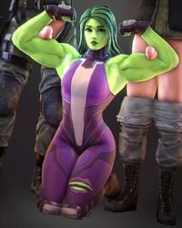 1girls 3d 3d_(artwork) 4:5 animated armpits arms_up bicepjob biceps bodysuit female female_focus ffm_threesome flexing flexing_bicep flexing_both_biceps flexjob fortnite froggysfm green-skinned_female green_eyes green_hair green_skin hulk_(series) light-skinned_male looking_at_viewer marvel marvel_comics mmf_threesome multiple_males muscles muscular muscular_female no_sound on_knees partial_male penis penis_out she-hulk she-hulk_(fortnite) shorter_than_10_seconds simple_background source_filmmaker straight threesome veiny_muscles vertical_video video