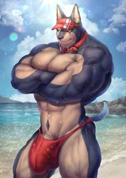 abs biceps furry furry_only hyper hyper_balls hyper_genitalia hyper_penis hyper_testicles muscle muscles muscular muscular_arms muscular_legs muscular_male muscular_thighs nipples pecs solo_male veins veiny_penis yukihoshiak