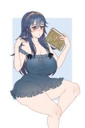 1girls alternate_breast_size bare_legs big_breasts blue_eyes blue_hair blush book breasts clothed covered_navel cryptid_crab dress edit erect_nipples_under_clothes fire_emblem fire_emblem_awakening huge_breasts large_breasts long_hair lucina_(fire_emblem) milf naked_under_clothes negligee nightgown nintendo nipples no_bra no_panties no_underwear nude_underneath photoshop see-through see_through solo thick_thighs thighs tiara voluptuous