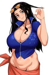 1girls belly_fat big_breasts breasts cleavage female female_only glasses_on_head kevbot large_breasts looking_at_viewer loosen_belly nico_robin one_piece post-timeskip sarong solo thick_thighs wide_hips