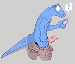 anthro ass blush clothing condom embarrassed erection genitals hi_res lizard male male/male nude penis presenting reptile scalie sexual_barrier_device showing_penis shy simple_background sodacaps solo