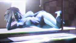 3d 3d_(artwork) awoken breasts bungie destiny_(game) destiny_(video_game) destiny_2 female_only glowing glowing_eyes large_breasts laying laying_on_side lipstick looking_at_viewer mara_sov nipples sonicfreak thick_thighs thighs