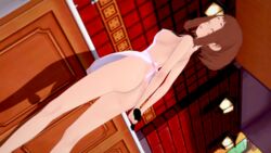 1girls 3d apron ass female kitchen looking_at_viewer mommasspaghetti my_hero_academia naked_apron ochako_uraraka solo