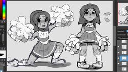 1girls cheerleader cheerleader_uniform dot_eyes female female_only looking_at_viewer mii mii_gunner mii_gunner_(smash_4) mob_face multiple_poses nervous nintendo pom_poms skirt solid_circle_eyes solo super_smash_bros. sweat zombiebrik