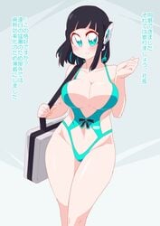 android android_girl bikini black_hair blue_bikini blue_eyes blue_swimsuit blue_swimwear blush blushing is_(kamen_rider_zero-one) kamen_rider kamen_rider_zero-one_(series) looking_at_viewer otokam1117 robot robot_ears robot_girl robot_humanoid satchel sling_bikini sling_swimsuit smile smiling smiling_at_viewer staring_at_viewer swimsuit swimwear zero_one