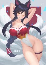 9_tails ahri animal_ear_fluff animal_ears animal_girl big_breasts black_hair breasts child_bearing_hips cleavage clothing curvaceous curves curvy curvy_body curvy_female curvy_figure curvy_hips eyelashes eyeliner eyeshadow facial_markings female fluffy fluffy_ears fluffy_tail fluffy_tails fox fox_ears fox_girl fox_tail furry_tail hips hourglass_figure humanoid inner_ear_fluff jdpr kemonomimi kitsune large_breasts league_of_legends light-skinned_female light_skin long_hair multiple_tails nine_tailed_fox pale-skinned_female pale_skin riot_games tail thighs vastaya video_games yellow_eyes