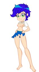 blue_hair color colored girly half_naked half_nude looking_at_viewer multicolored_ears pikotime tagme