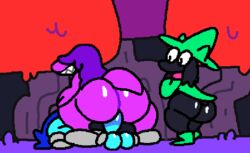 1girls 2021 2boys animated anthro ass balls big_balls big_butt blue_skin bodily_fluids bouncing_ass cowgirl_position deltarune female from_front_position genital_fluids genitals group human kris_(deltarune) male male/female mammal on_bottom on_top pussy_juice ralsei remake sex superiorfox susie_(deltarune) tagme vaginal vaginal_penetration video_games