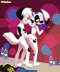 101_dalmatian_street 101_dalmatians absurd_res after_vaginal akira_tasuki_(xxghostwolf1988xx) anal anal_sex anthro bodily_fluids bodypaint canid canine canis cub cum cum_in_pussy cum_inside da_vinci_(101_dalmatians) dalmatian digital_media_(artwork) disney domestic_dog duo female from_behind_position genital_fluids genitals hi_res humanoid male male/female mammal open_mouth penetration penile penile_penetration penis penis_in_ass playzone sex shaded standing standing_sex tongue_out