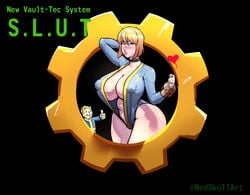 breasts fallout fallout_(series) huge_breasts nedskullart nipples pip-boy thick_ass thick_legs thick_thighs thighs vault_girl vault_suit