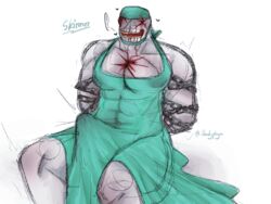 big_breasts big_penis blood chained chains doctor huge_breasts huge_cock madness:_project_nexus madness_combat male male_only marlushii muscle muscles muscular muscular_arms muscular_ass muscular_legs muscular_male muscular_thighs nurse nurse_cap nurse_hat nurse_uniform penis penis_under_clothes penis_under_skirt scar skinner(character) skinner(mpn2) wet wet_clothes