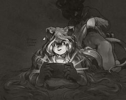 anthro artist_name bestfriendforever black_and_white bottomless casual_sex clothed clothing clothing_lift domestic_cat felid feline felis female gaming genitals hair heart imminent_sex long_hair lying male male/female mammal monochrome murid murine navel nintendo nintendo_switch on_front penis penis_on_butt playing_videogame rat rodent shaded shirt shirt_lift tailless topwear video_games