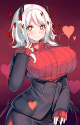 1girls big_breasts breasts cute demon demon_girl helltaker horns huge_breasts looking_at_viewer modeus_(helltaker) psyg2 red_eyes shiki_(psychedelic_g2) solo solo_female straight_hair sweater tagme white_hair