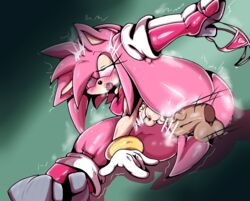 amy_rose anal anal_sex anthro anus balls blush breasts censored eyelashes futanari gynomorph hedgehog intersex male_on_futa open_mouth panties penis pink_body pink_hair rumia_soda_(artist) sega solo sonic_(series) tan_body tears tongue tongue_out underwear