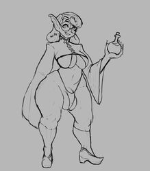1futa balls big_balls big_breasts breasts bulge clothed clothing flaccid futa_only futanari glasses high_heels humanoid humanoid_penis intersex kojaworks long_ears long_fingernails penis pointy_ears potion shirt shoes skindentation socks solo standing thick_thighs thong underboob wide_hips