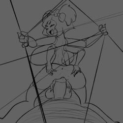 1:1 animal_humanoid arachnid arachnid_humanoid arthropod arthropod_humanoid ass balls big_breasts breasts female female_on_top genitals hi_res humanoid male male/female monochrome muffet on_top penis pussy spider_humanoid spread_ass spread_butt spreading undertale undertale_(series) video_games zedrin